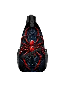 Red spider pattern full print breast bag