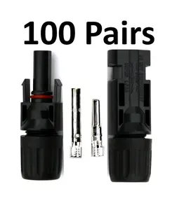 100PCS Solar Panel Connector Kit  IP67 Waterproof Male/Female Solar Connectors w/ 2 Spanners – 50 Pairs for Solar Panel Systems