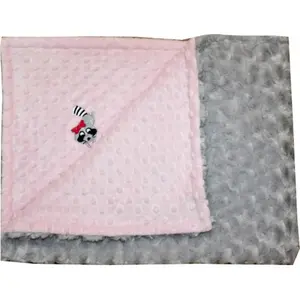 212 MAIN Reversible Raccoon Minky Blanket - 2BSPDSR-M Model, Minky Fabric, Pink Dot with Silver Rosebud Swirl, Machine Washable, Soft Cozy Camping & Hiking Sleeping Gear, Machine Washable Blanket, Soft Cozy Blanket