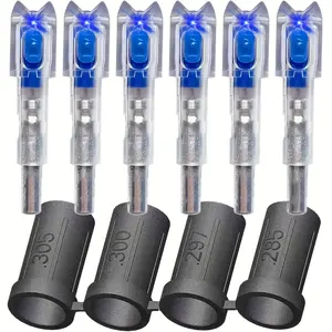6-piece set of universal blue glowing arrow tips, suitable for high visibility signaling arrows, with couplings. Compatible with .285/.297/.300/.305, suitable for various festivals.