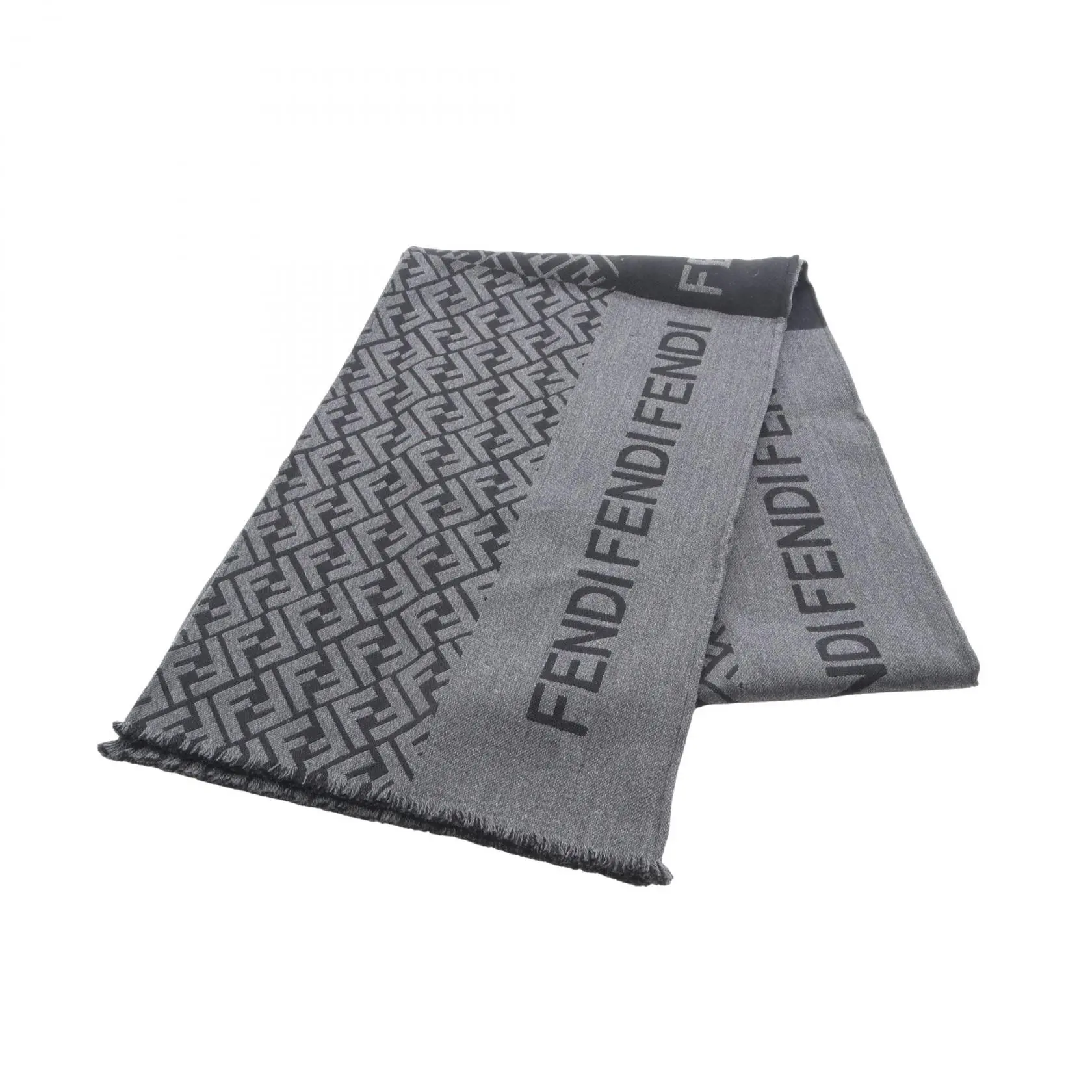 Pre-owned FENDI Wool Small Leather Goods Silk Scarf