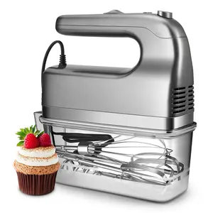 SHARDOR 450W Hand Mixer | 5 Speeds & Turbo | 5 Stainless Steel Attachments | Storage Case Included | Perfect for Cakes & Baking