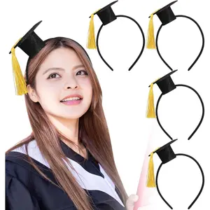4 count 2026 Graduation Hat Headband Mini Bachelor Cap Headband with Tassels for Graduation Birthday Party Decorations