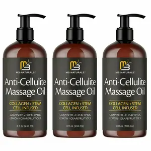3PCS M3 Naturals Cellulite Massage Oil 8oz-Smooth the Appearance of Cellulite EI-Body Care & Skin Care Massage Oil Topical Collagen and Plant Stem CellBody Oil to Restore Texture and Elasticity-Soothing Body Oil