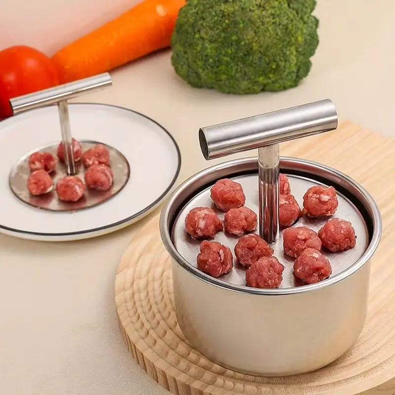 Stainless Steel Meatball Mold Tool, 12 Manual Molds with Ergonomic Press Plate, Easy Uniform Meatballs, Dishwasher Safe, Commercial Grade, Specialty Kitchen Utensils