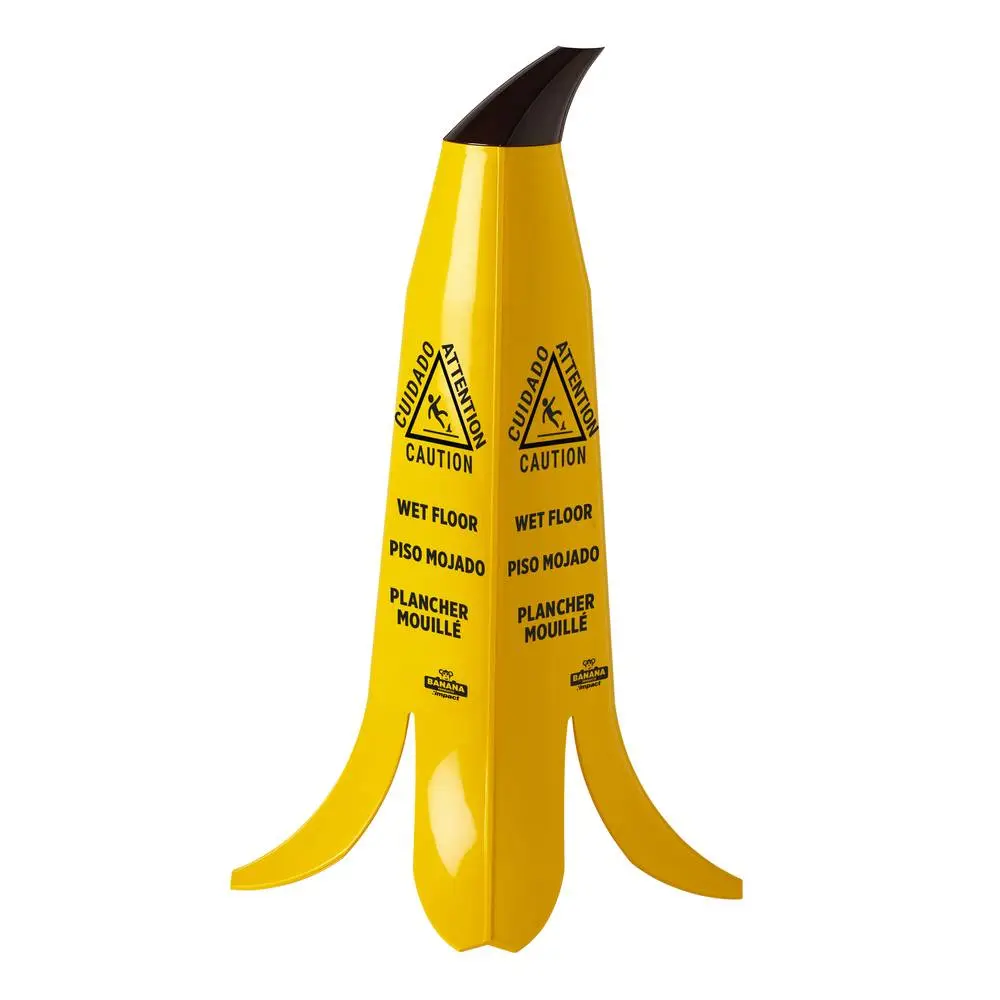 OSHA-Compliant 3 ft. Yellow Banana Wet Floor Cones, Attention-Grabbing with Attached Stem, Compliant with International Safety Standards