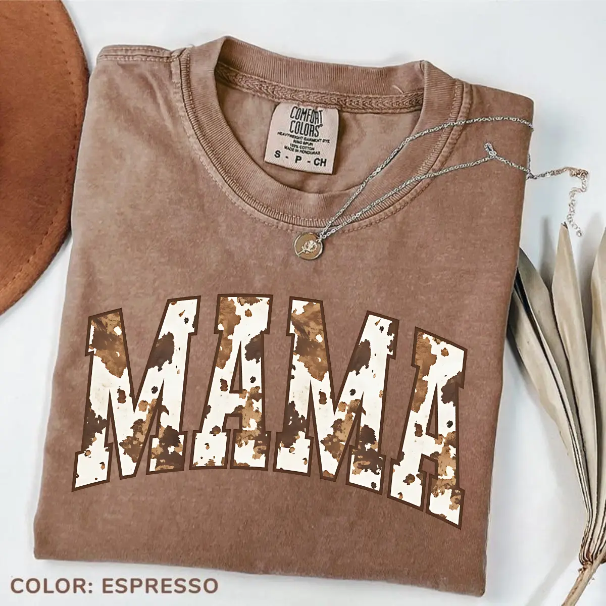 Comfort Colors Western Cow Print Mama T-shirt Trendy Country Mama Tee Mother’s Day Gift For Mom Cowhide Graphic T-shirt Gift For Women