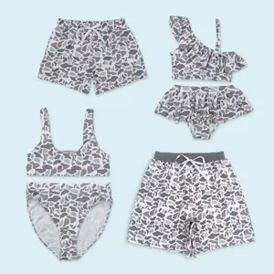 Grey camo print kids boy summer swim trunks beach swimwear