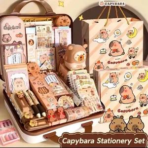 Capybara Theme Stationary Gift Set with Notebook Pen & Paper Clips, Includes Decorative Elements for Personalizing Your Stationary Collection