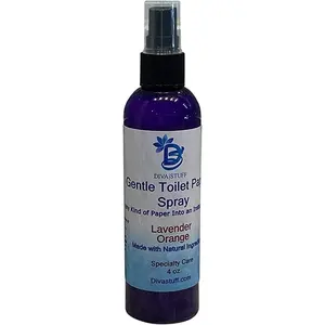 Soothing and Gentle Toilet Paper Spray, Instant Wet Wipes, Will Not Clog Toilets, All Natural Ingredients, Safe and Smells Fresh, Lavender and Orange Scent, 4 oz by Diva Stuff