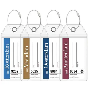 LMMAKE Premium Cruise Luggage Tag Holder for Carnival NCL Princess MSC Cruise Ship Essentials Must Haves Clear Wide Plastic Waterproof 4 Pack