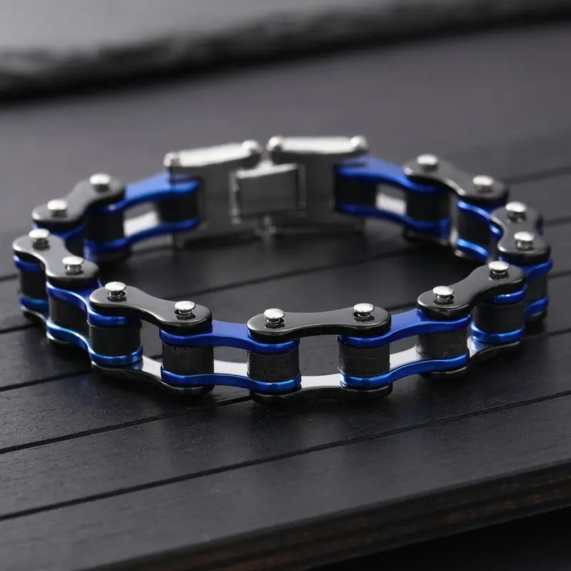 Men's Punk Motorcycle Chain Jewelry Bracelet, Unique Trendy Fashion Accessory, High Quality Bracelet, Perfect for Bikers, All-Season Wear, Chain Bracelets
