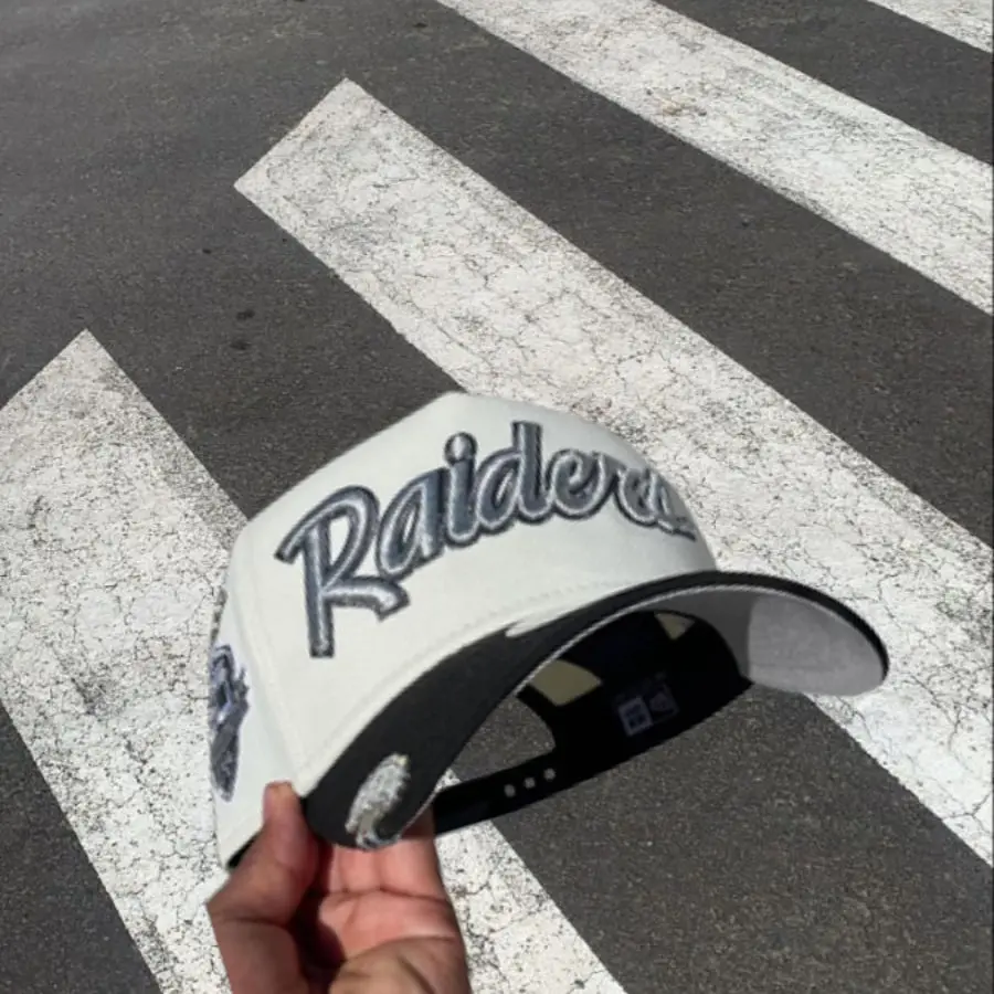 Raiders Embroidered Snapback Hat, Structured Flat Brim Adjustable Football Cap, Streetwear Baseball Hat for Men