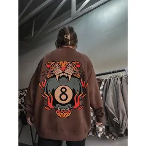 Lucky Leopard Sweatshirt Traditional Tattoo 8 Ball Shirt Grunge Streetwear Lucky Me Yallternative Aesthetic Hoodie Vintage Western Crewneck