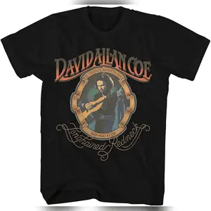 Vintage David Allan Coe Live In Concert Cotton Unisex T-Shirt, Men's Casual Short-Sleeve Round Neck Streetwear Top, Full-Size Gift For Him