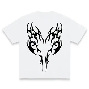 Urban Dance Cotton Tee with Silver Flame Wing Design Featuring Dynamic Motion Silhouette and Artistic Back Print