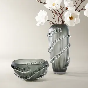 Z Gallerie Helix Glass Collection  Tableware Dark Grey