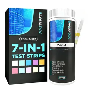 AquaDoc Pool Test Strips - 200 Spa and Hot Tub Test Strips for Pool Water Testing Kit for pH, Chlorine, Hardness, Bromine, Cyanuric Acid, Alkalinity