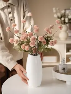 5pcs Ins Style Artificial Snowball Pom Pom Flowers Ambience Enhancing Faux Ping Pong Bouquet for Mother's Day Valentine's Day Christmas Birthdays Party Wedding Desktop Decor Home Decor Supplies Without Vase glass bouquet outdoorfun
