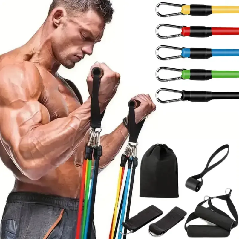 Durable Resistance Bands Set, 11-Piece Adjustable Workout Equipment for Home Gym & Body Recomp, Includes Handles and Door Anchor, Fitness Training Band, Durable Stretching Band