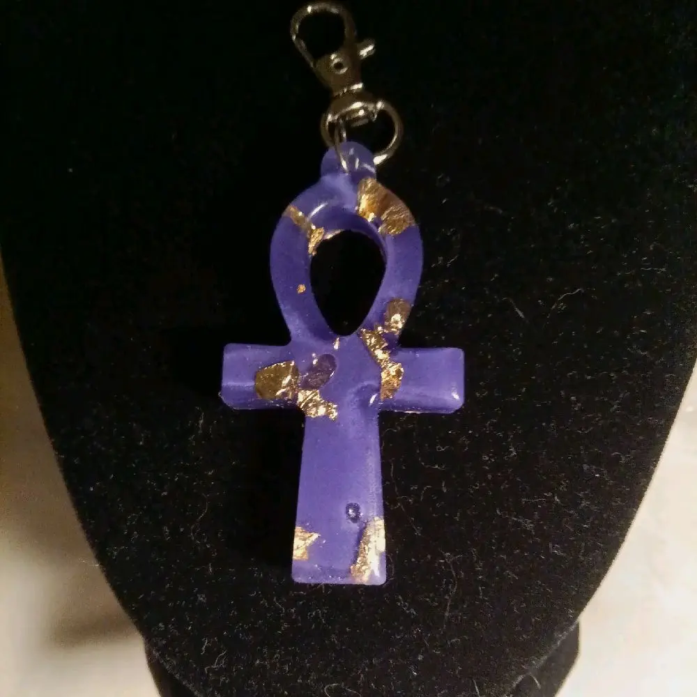 Purple Ankh Keychain, Stylish Ancient Egyptian Symbol Accessory for Keys, Bags, and Personal Gifting
