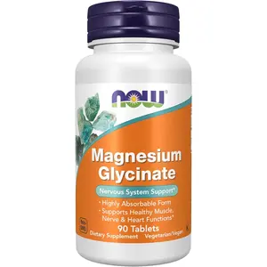 NOW Supplements, Magnesium Glycinate 100 mg Dietary Amino Mineral Supplement, Highly Absorbable Form for Muscle Support & Metabolism Boost, 90 Tablets