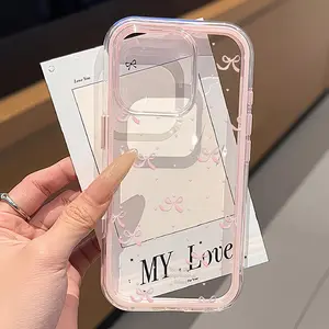 Cute Pink Bow Phone Case For iPhone 17 16 15 14 13 12 11 Pro Max Plus Air The Best Halloween Gifts Fans Phone Case Cover   Transparent 2 IN 1 Shockproof Soft Cover