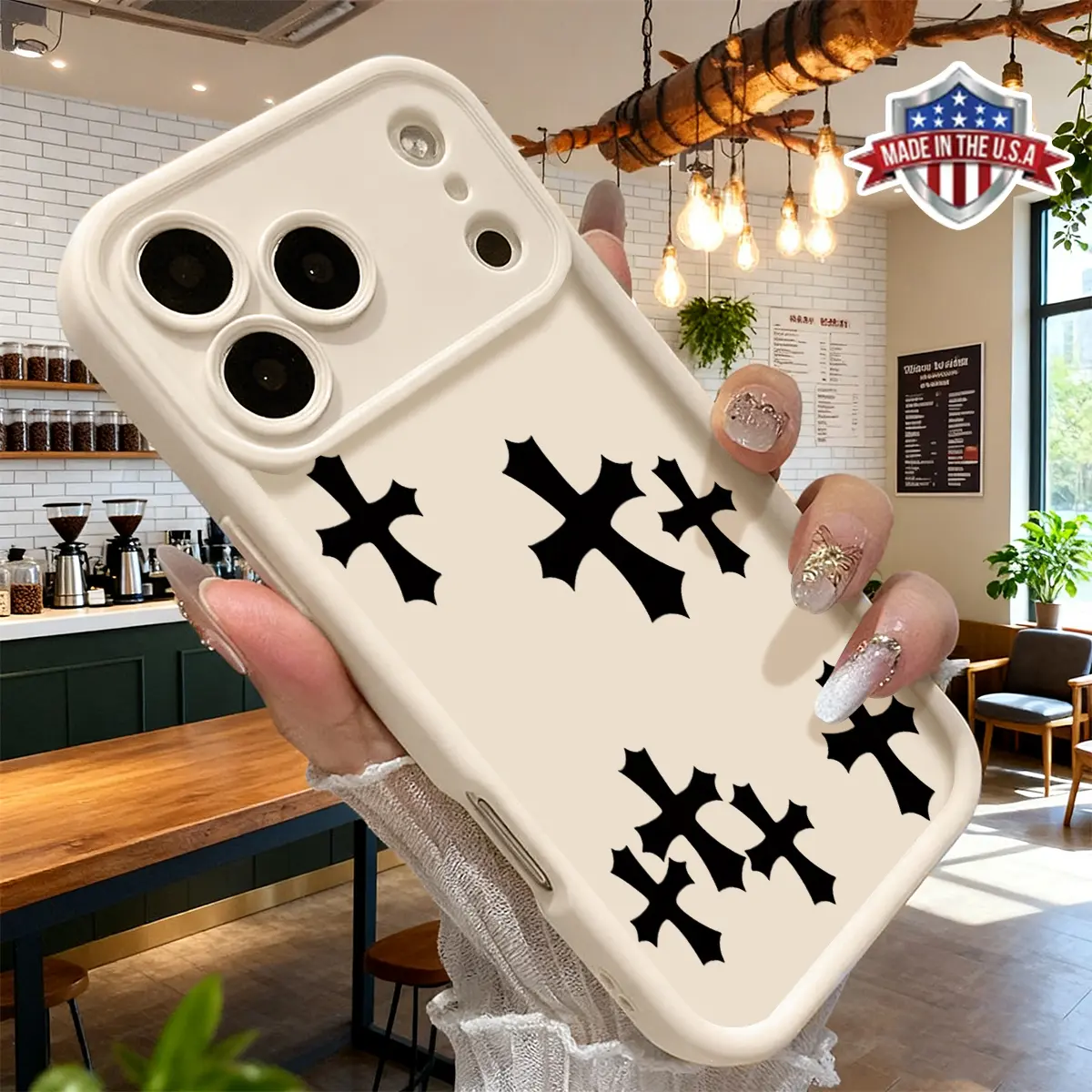 Black Cross Design TPU Casing for iPhone 17,16,15,14 Pro Max,13,12,11,XR,XS Plus - Shockproof, Anti-Drop, Durable Smartphone/Cellphone/Handheld Devices Protective Cover