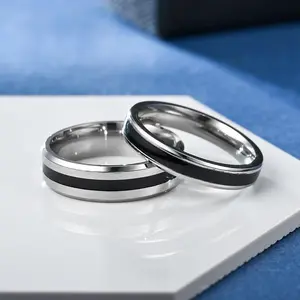 Simple Classic Alliance Wedding Rings Stainless Steel Couple Rings Anniversary Valentine's Day Gift Custom engraving name