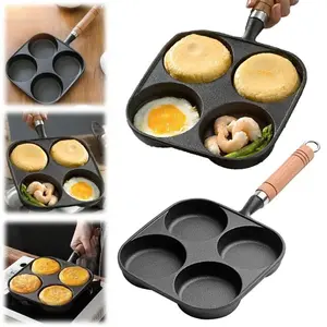 4-Hole Egg Frying Pan Nonstick Cookware Steak Pancake Pans Omelet Pan Frying Pot Suitable for Gas Stove Induction Cooker