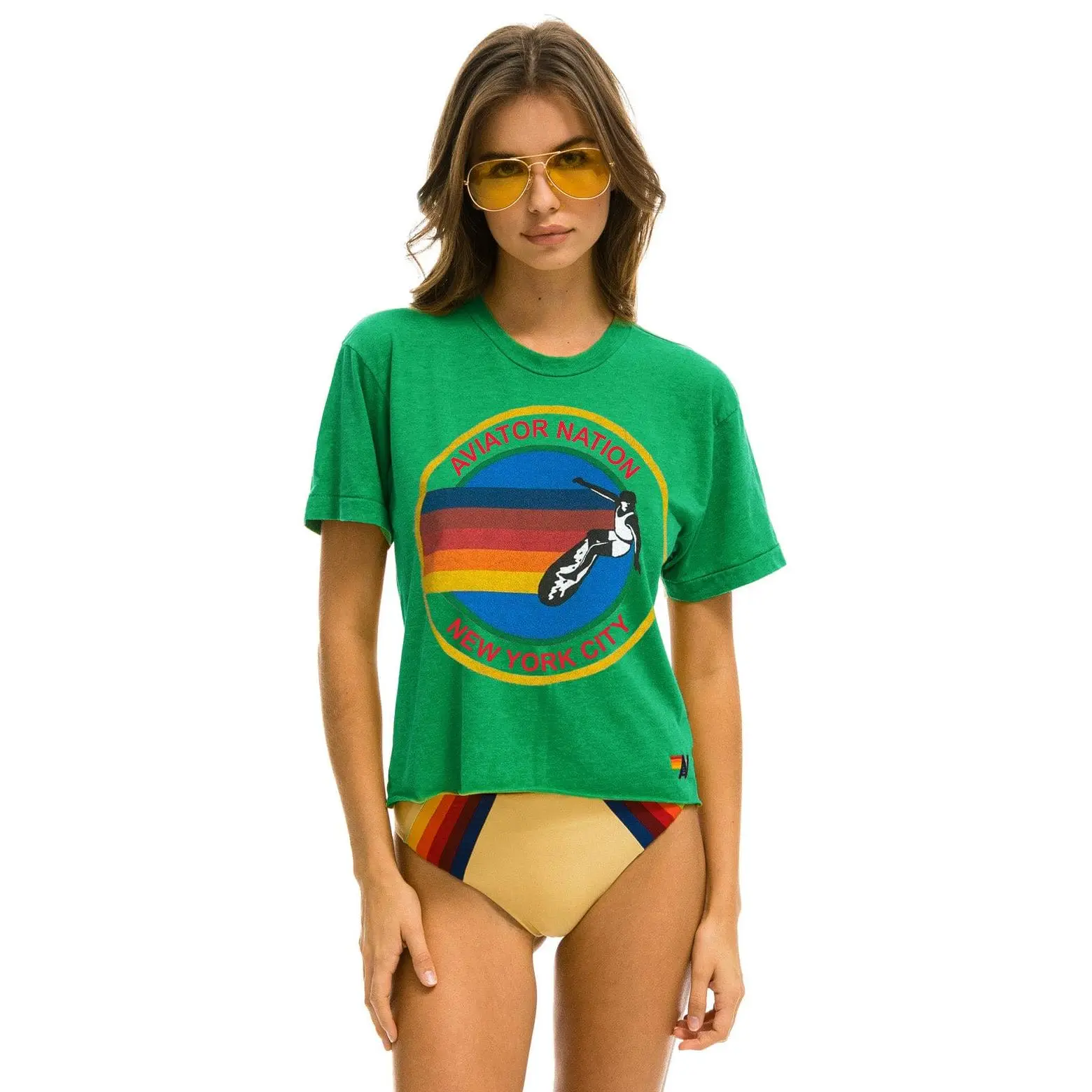 SIGNATURE NEW YORK CITY BOYFRIEND TEE - KELLY GREEN