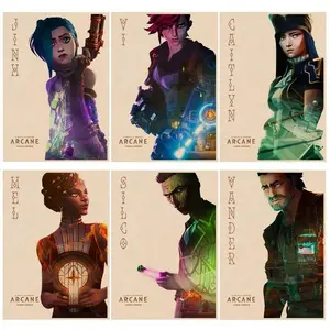 J-jinx Arc4ne L-League Of L-Legend Poster Sticky Wall Art Printing Waterproof Home Living Bed Room Bar Hallway Aesthetic Decor