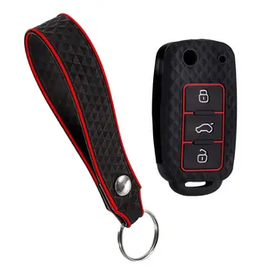 Keychain Silicone Car Key Case Cover for VW Volkswagen Passat B5 Polo T4 Golf 4 for Seat Leon 1 Altea Ateca for Skoda Octavia A5 Key Fob Cover