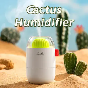 Cactus Mini Humidifier - Cute USB Personal Humidifier for Dry Skin & Better Sleep, Quiet Cool Mist, Auto Shut-Off, Night Light | Perfect for Bedside, Office Desk, Baby Nursery, Travel