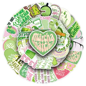 100 pcs two sets of repeated matcha aesthetic cartoon small fresh creative stickers diy phone case glass photo album stickers