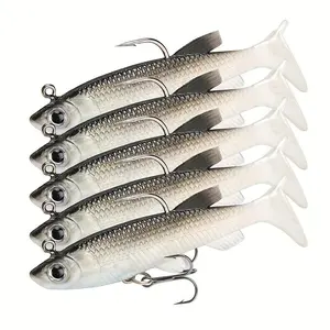 Artificial Fishing Bait with Hook, 5 Counts/set Lifelike Fish Design Fake Soft Fish Shaped Lure, Fishing Tackle, Outdoor Fishing Accessories for Daily Use