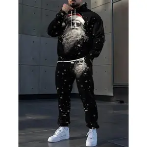 Men’s Autumn/Winter Santa Hoodie Set, a casual, fitted Christmas-style tracksuit that is comfortable and fashionable for everyday wear GARMENTARY