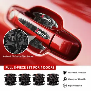 8Pcs Carbon Fiber Cars Accessories & Truck Accessories - Door Handle Scratch Protector, Universal Car Stuff & Fun Car Accessories for Ford Toyota Honda, Waterproof Anti-Scratch Paint Guard Decals Sticker For Cars decals for truck car door stickers