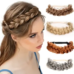 Elegant 1pc Braided Headband Wig for Women - Natural Look, Straight Synthetic Hair, Perfect for Everyday Use