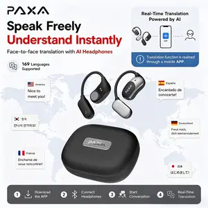 PAXA KC09 with Built-in 169-Language Translation Wireless Headphones with Electroplated Ear Hook Design – Comfortable, Great Sound, Bluetooth 5.4 Flash Connection, Wireless Earbuds for Music and Calls