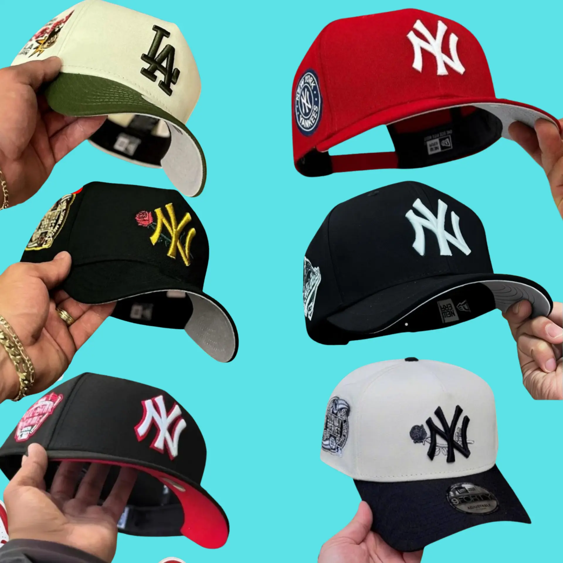 New Era MLB NY Yankees & LA Dodgers 9FORTY Adjustable Baseball Cap for Men & Women – Official Team Logo Snapback Hat, Raised Embroidered Front Logo, Pre-Curved Visor, Cotton Twill Construction, Classic Streetwear Baseball Cap, USA Trending