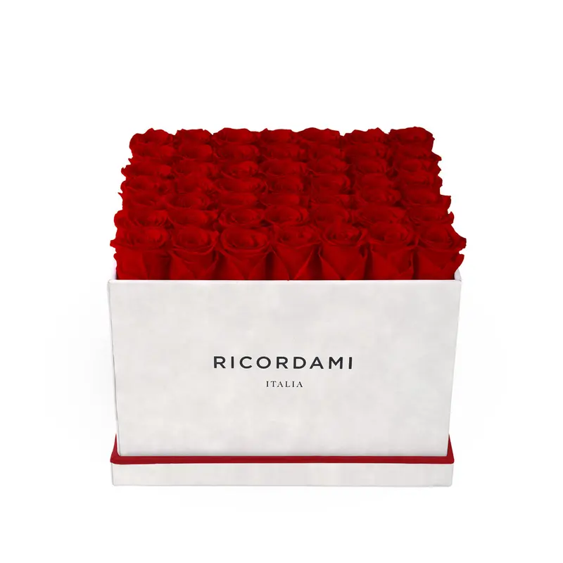Brilliant 49-Rose Arrangement with Real Preserved Forever Roses in Large Luxury Square Gift Box artificial flower