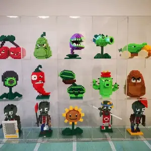 Character Building Block Set, Includes Plants Vs Zombies Small Particles Blocks Model Kit, Collectible Desktop Decoration Statue