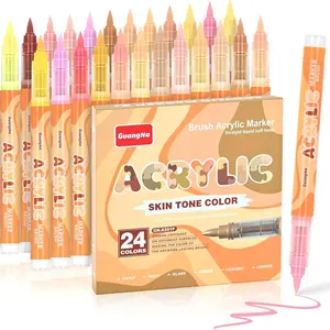 Acrylic Paint Marker Pen, 24pcs/box Soft Brush Tip Acrylic Paint Pen, Quick-drying Waterproof Acrylic Paint Marker for Illustration Sketching, Acrylic Markers, Art Markers Set