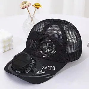 Solar Powered Fan Baseball Cap with Builtin Fan, USB Portable Cooling Hat, Adjustable Strap, Lightweight & Breathable. Sun Hat for Outdoor, Camping, Beach & Travel, White with Solar Panel & USB Port. Ventilated Mesh Design, Auto Air Supply & Cooling in L