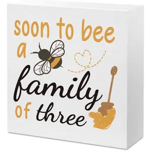 What Will Baby Bee Gender Reveal Baby Shower Decorations for Home Bee Decor For Home Table Honey Bumble Kitchen Decor Gifts for Women Decorations for Office Shelf Desk Decorative Plaque 5x5 inch