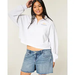 Hollister Low-Rise Medium Wash Baggy Jean Shorts