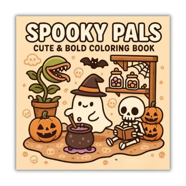 Spooky Pals – Cute & Easy Halloween Coloring Book for Kids & Adults (Spooky Pals Coloring Book Series – Cute & Bold Easy Designs for Halloween, Holidays & Cozy Fun)