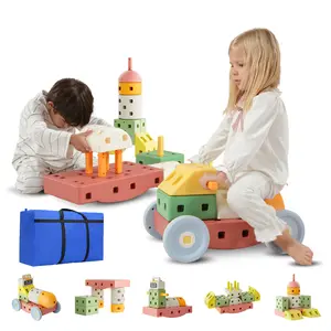 UNICOO DIY Modular Building Set - Ultimate Engineering Building Block Toy Set for Boys & Girls Age 5+, Kids Building Kit | Push Car, Rocking Rides, Building Block Table, w/Carry Bag, Educational Gift