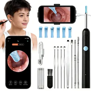 Ear Wax Removal Tool with Camera - Portable Type-C Rechargeable Earpick, Waterproof Endoscope with HD Camera, 360° Wide Angle, Compatible with iPhone & Android- Perfect for Birthday, Christmas Gifts, TikTokShopHolidayHaul Wireless WiFi ear cleaner battery